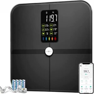 Body Fat Scale, Posture Extra Large Display Digital Bathroom Wireless Weight Scale Composition Analyzer with Heart Rate Heart Index & Body Shape Index with Free APP 400Lb Black Glorious Techs